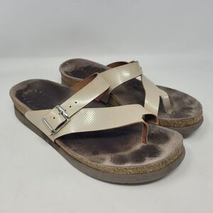 Mephisto Sandals EU41 US11 Tan Beige Leather Perforated Helen Comfort Slides